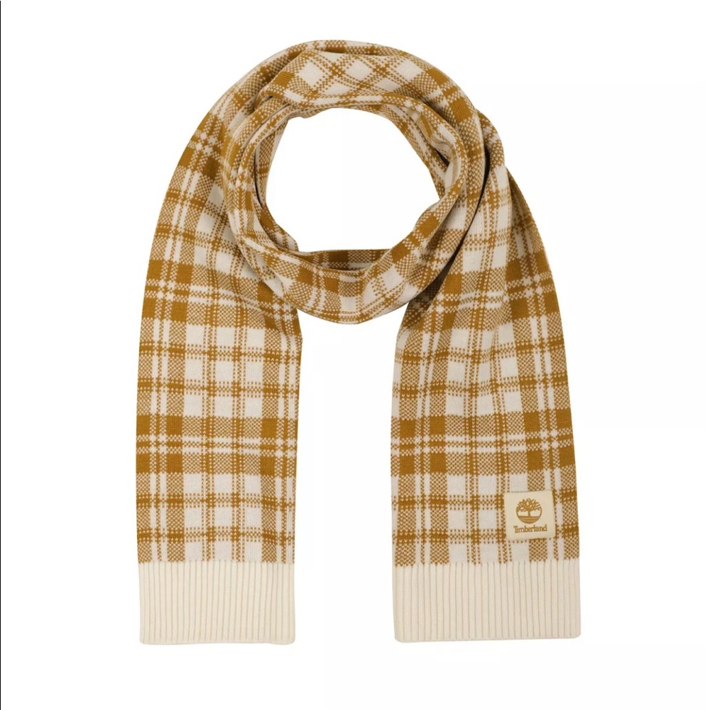 Timberland Plaid Scarf in White Cream